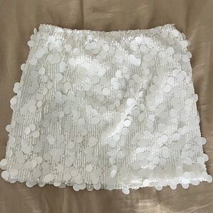 White Sequin Mini Skirt